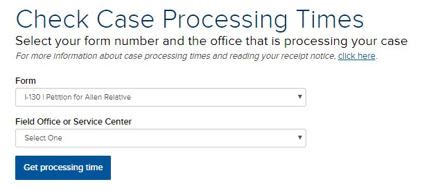 Form I-130 local processing times