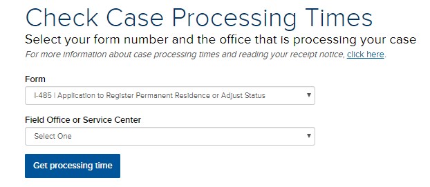 Form I-485 local processing times