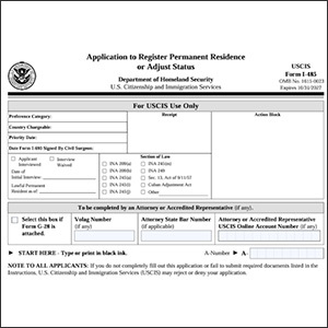 A close-up of a legal form titled Petition for Alien Relative.